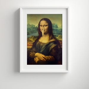 Funny Bathroom Wall Art,Humor Bathroom Vintage Art,Funny Bathroom Print Art,Mona Lisa Clothespin,Womans Bathroom Humor,Restroom Gift image 5