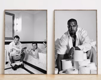 Funny Toilet Print, Funny Bathroom, Celebrities Toilet Humor Print, Funny Restroom Decor, Gift for Him, Bathroom Print Set of 2,Gift for Him