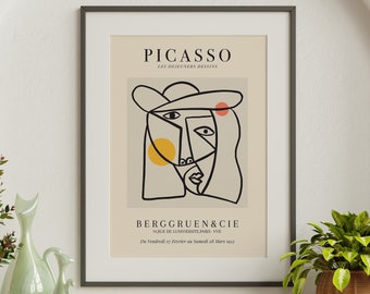 Picasso Line art, Picasso Exhibition Poater, Line Art Poster,Minimalist Line Drawing Picasso, Trendy vintage Wall Decor,Line Art Printable
