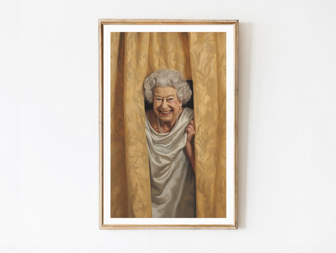 Queen Elizabeth Painting Bathroom Art Funny Poster Print Vintage Wall ...