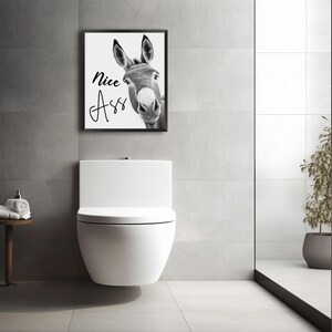 Nice ass printable, funny bathroom art, Funny Donkey Bathroom Poster, Donkey Funny toilet Printable, Nice Ass art, Funny Bathroom Wall Art image 3