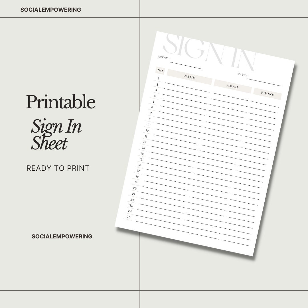 Google Spreadsheet Templates Timesheet With Sign In Sheet Template sign-in-sheet-template-versatile-printable-and-editable-etsy