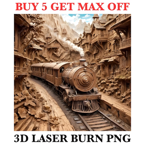 Laser Burn Engrave PNG File, 3D Illusion Image Photo, Cut Carve Digital, Lightburn, Xtool, Glowforge, Co2, CNC, Railway station, train png