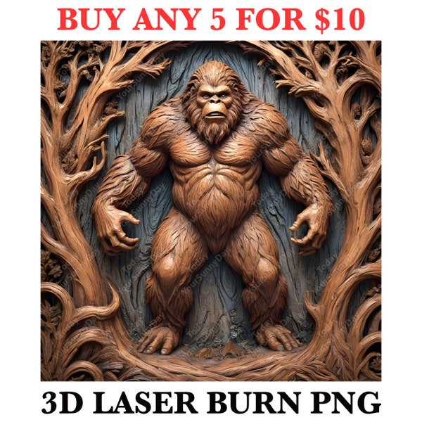 Laser Burn Engrave PNG File, 3D Illusion Image Photo, Cut Carve Digital, Lightburn, Xtool, Glowforge, Co2, CNC, snowman, sasquatch, yeti png