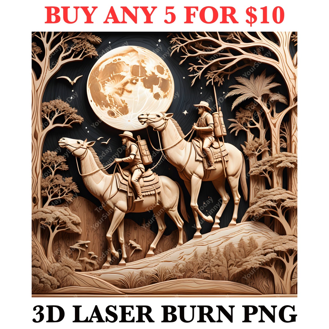Laser Burn Engrave PNG File, 3D Illusion Image Photo, Cut Carve Digital, Lightburn, Xtool