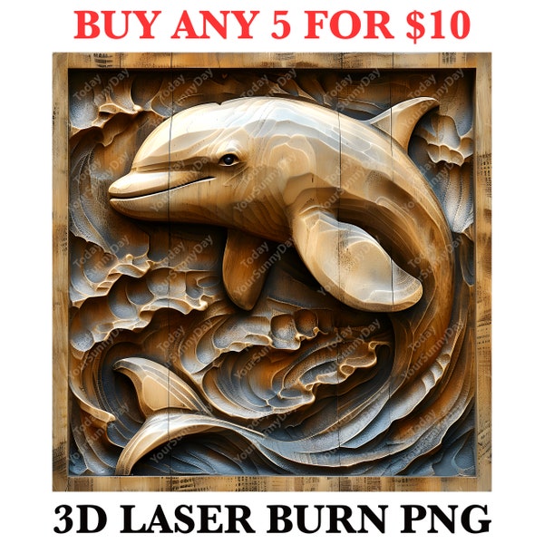 Laser Burn Engrave, PNG Digital File, 3D Illusion Image Photo Picture, Wood Cut Carve, Lightburn, Xtool, Glowforge, Co2, CNC, orca dolphin