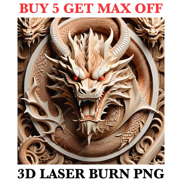 Laser Burn Engrave PNG File, 3D Illusion Image Photo, Cut Carve, Lightburn, Xtool, Glowforge, Co2, CNC, daemon, monster, dinosaur, dragon