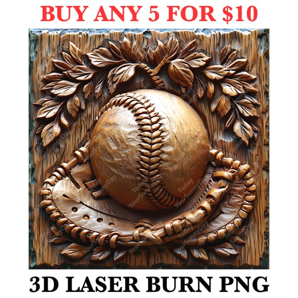 Laser Burn Engrave, PNG Digital File, 3D Illusion Image Photo Picture, Wood Cut Carve, Lightburn, Xtool, Glowforge, Co2, CNC, baseball