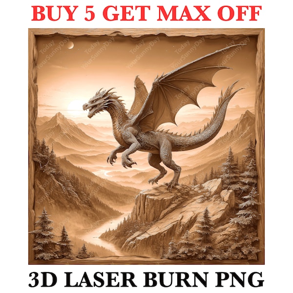 Laser Burn Engrave PNG File, 3D Illusion Image Photo, Cut Carve, Lightburn, Xtool, Glowforge, Co2, CNC, daemon, monster, dinosaur, dragon