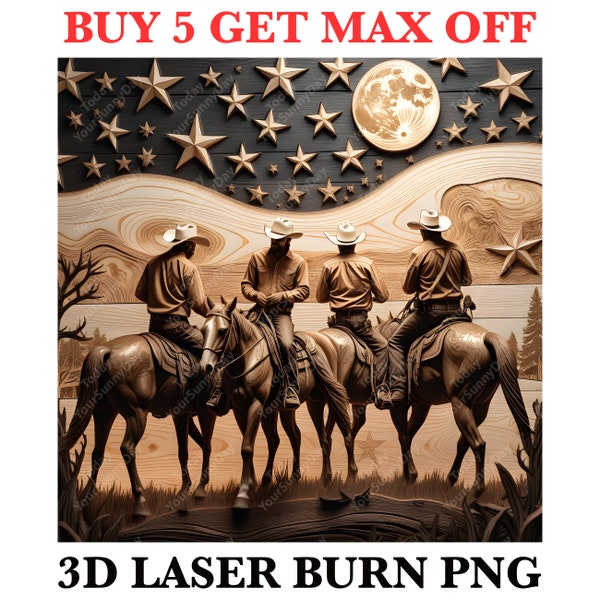 Laser Burn Engrave PNG File, 3D Illusion Image Photo, Cut Carve, Lightburn, Xtool, Glowforge, Co2, CNC, star, moon, Texas png, cowboys png