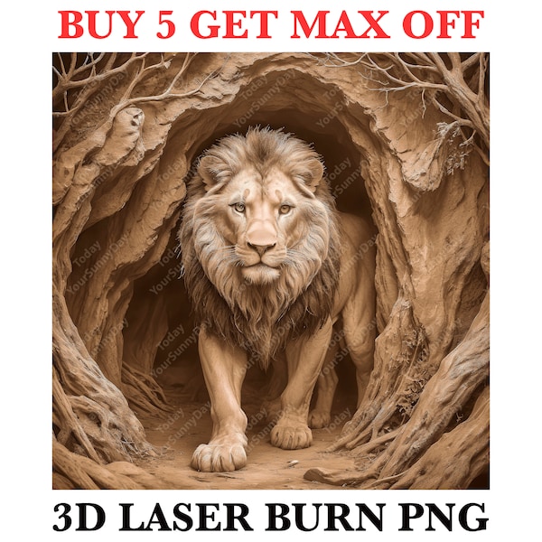 Laser Burn Engrave PNG, 3D Illusion Image Photo, Laser Cut Carve Digital Files, Lightburn, Xtool, Glowforge, Co2, CNC, wild cat, lion png