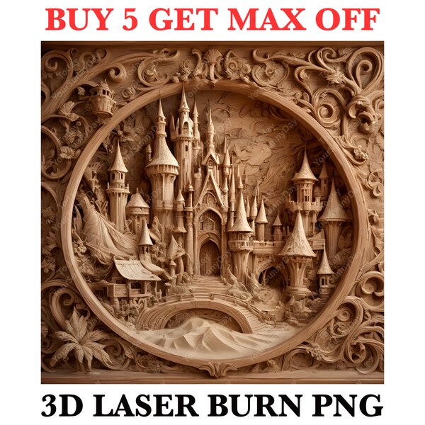 Gravure au laser fichier PNG, image photo 3D illusion, sculpture découpée, Lightburn, Xtool, Glowforge, Co2, CNC, maison américaine, château en bois png thumbnail