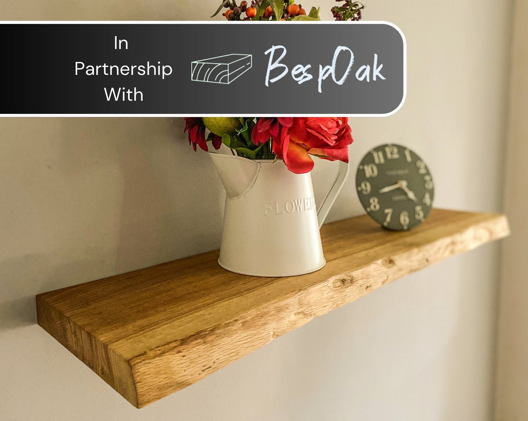 Live Edge Oak Floating Shelf Custom Sizes Available Suitable for