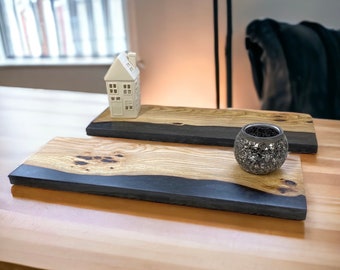 Table Centrepiece | Display Stand | Decorative Board | Dining Table Centrepiece | Ash & Epoxy Resin - Abyss Black.