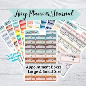 Appointment Box Stickers - Colorful Appointment Stickers - Large & Small Appointment Stickers - Journal or Planner stickers - 11 colors