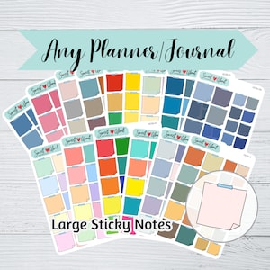 May include: A set of large sticky notes in various colors, including blue, green, red, orange, yellow, and pink. The notes are arranged in rows and columns, and each note has a small heart with the text "Sweet About" on it. The notes are labeled "Large Sticky Notes".