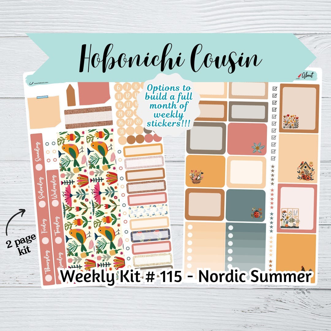 Hobonichi Cousin Weekly Sticker Kit #115 - Nordic Summer - Hobonichi ...