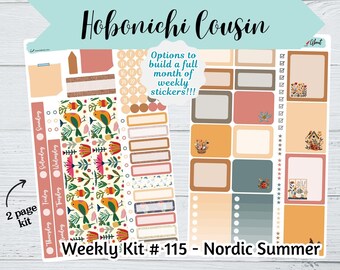 Hobonichi Cousin Weekly Sticker Kit #115 - Nordic Summer - Hobonichi Cousin Weekly Sticker Kit - Colorful Hobonichi stickers