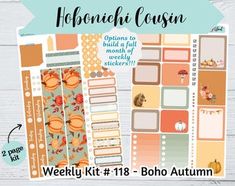 Hobonichi Cousin Weekly Sticker Kit #118 - Boho Autumn - Hobonichi Cousin Weekly Sticker Kit - Colorful Hobonichi stickers
