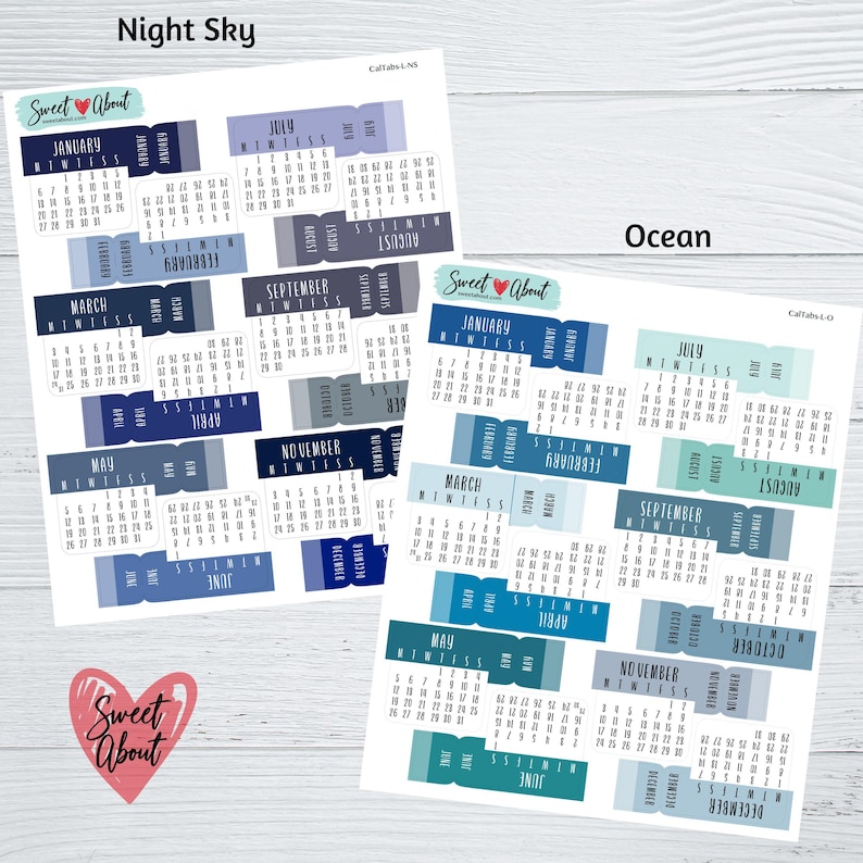 Calendar Tabs for 2027 - Planner or Journal Tabs - 2 Sizes & 12 Color ...