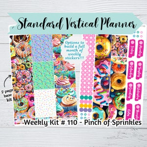Standard Vertical Weekly Sticker Kit #110 - Pinch of Sprinkles - 2 page weekly kit - Colorful planner sticker kit