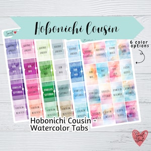Hobonichi Cousin Watercolor Tabs - Agenda de aquarela ou abas de diário - Adesivos de planejador funcional