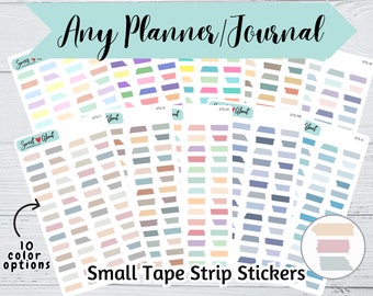 Small Tape Strip Planner Stickers – Functional Highlighter Strip Stickers for journals or planners - Clear or White Matte Options