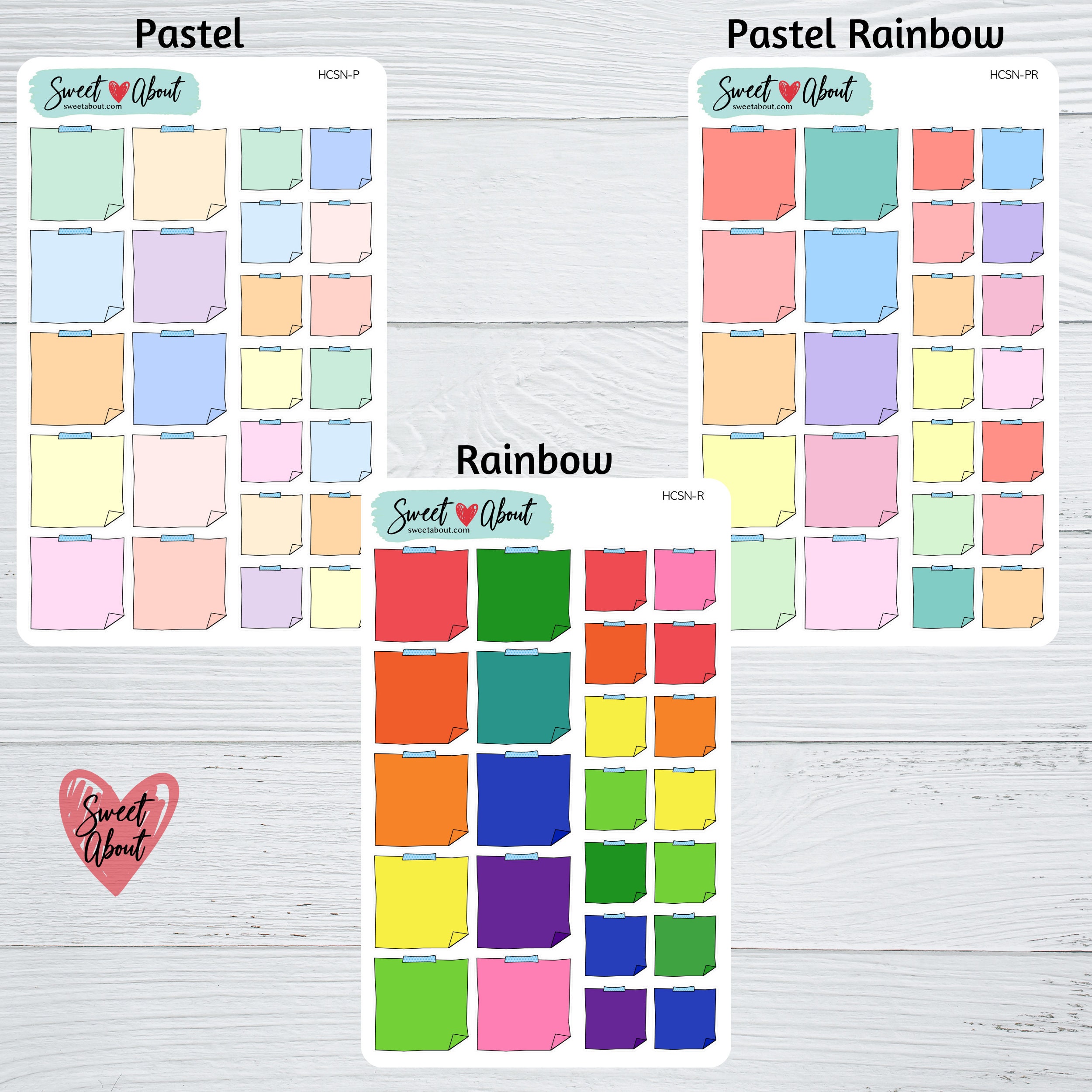Sticky Note Stickers for Planners or Journals - Large and Small Sticky ...