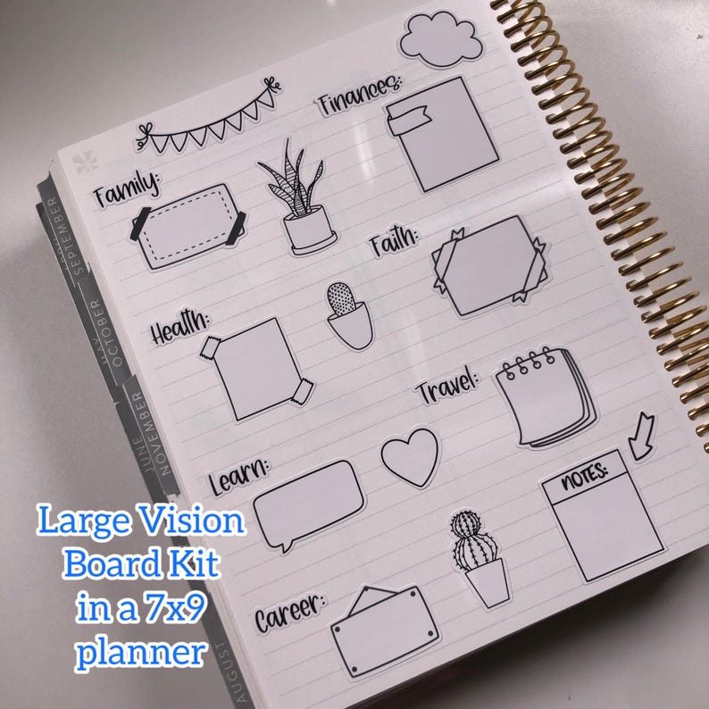 Vision Board Sticker Kit - Goal Setting Planner or Journal Stickers ...