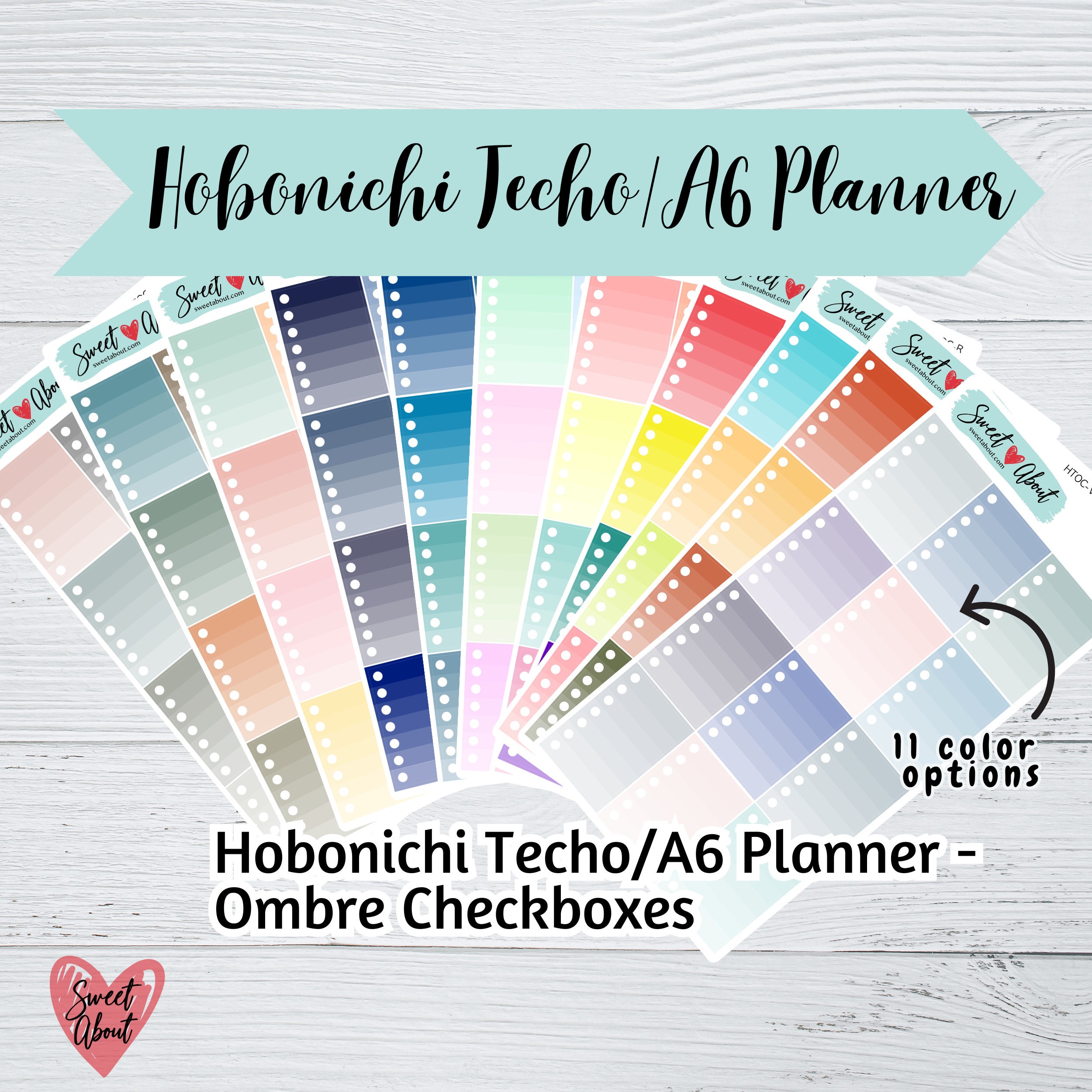 Hobonichi Techo (A6) Ombre Checkbox Stickers - A6 Planner Stickers ...