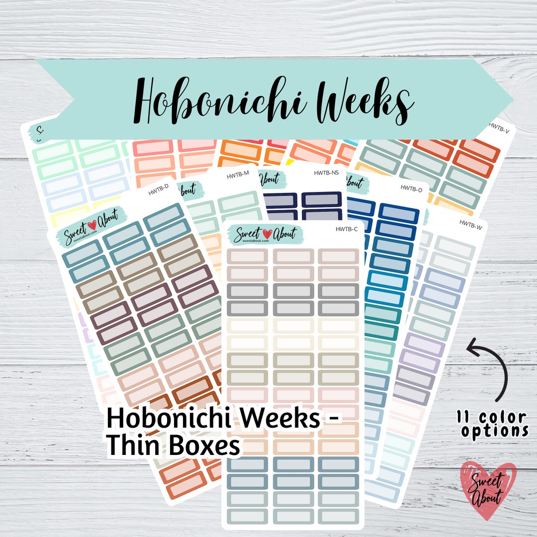 Hobonichi Weeks Thin Box Stickers - Small Box Stickers - Functional ...