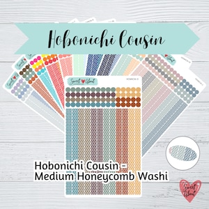 Hobonichi Cousin Medium Washi Stickers - Honeycomb Pattern - Functional Planner or Journal Stickers