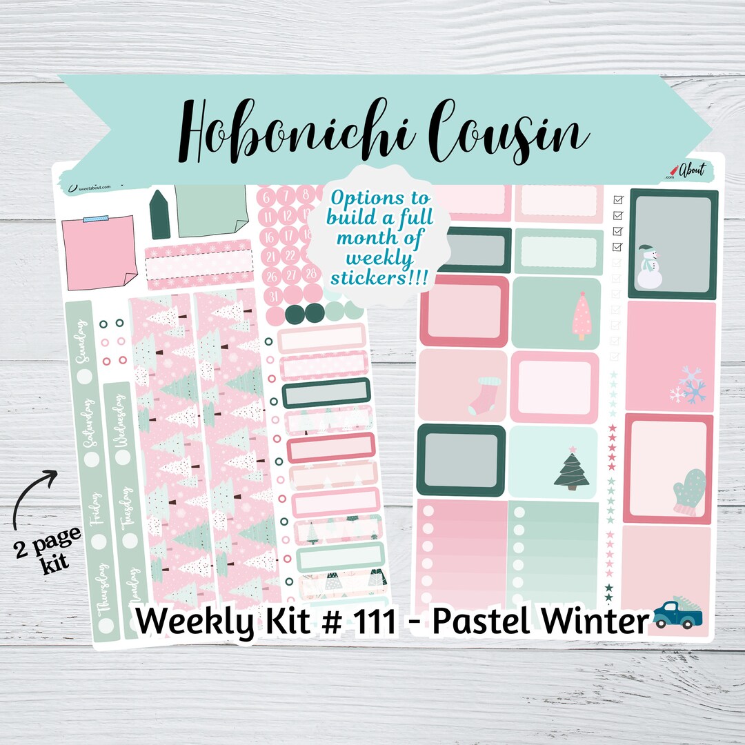 Hobonichi Cousin Weekly Sticker Kit #111 - Pastel Winter - Weekly ...