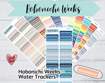 Pegatinas para agenda Hobonichi Weeks Water Tracker - Pegatinas funcionales para planificador o diario