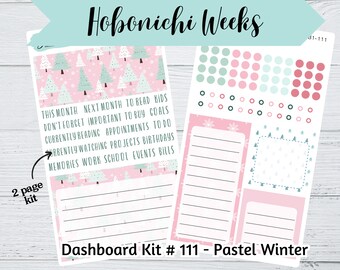 Hobonichi Weeks Dashboard Kit #111 - Pastel Winter - 2 page dashboard kit - Colorful planner dashboard sticker kit