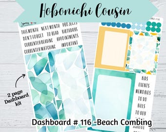 Hobonichi Cousin Dashboard Kit #116- Beach Combing Kit - Dashboard Stickers for Planners or Journals - Colorful Hobonichi Stickers