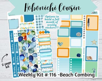 Hobonichi Cousin Weekly Sticker Kit #116 - Beach Combing - Hobonichi Cousin Weekly Sticker Kit - Colorful Hobonichi stickers