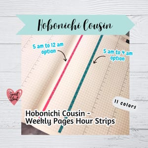 Pegatinas por hora de Hobonichi Cousin - Pegatinas por hora de la página semanal - Pegatinas por hora de Hobo Cousin - De 5 a. m. a 12 a. m. - Opción de 5 a. m. a 4 a. m.