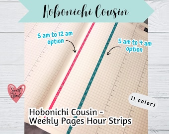 Pegatinas por hora de Hobonichi Cousin - Pegatinas por hora de la página semanal - Pegatinas por hora de Hobo Cousin - De 5 a. m. a 12 a. m. - Opción de 5 a. m. a 4 a. m.