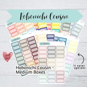 Adesivos Hobonichi Cousin Medium Box - Adesivos Hobonichi Box - Adesivos funcionais para planejador ou diário