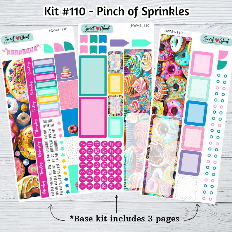 Hobonichi Weeks Monthly Sticker Kit #110 - Pinch of Sprinkles - 3 Page ...