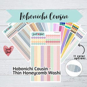 Hobonichi Cousin Thin Washi Stickers - Padrão de favo de mel Washi - Adesivos funcionais para planejador ou diário