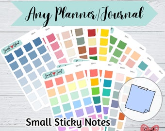 Small Sticky Note Stickers - Colorful Sticky Note Stickers - Hand Drawn Functional Stickers for Journals or Planners