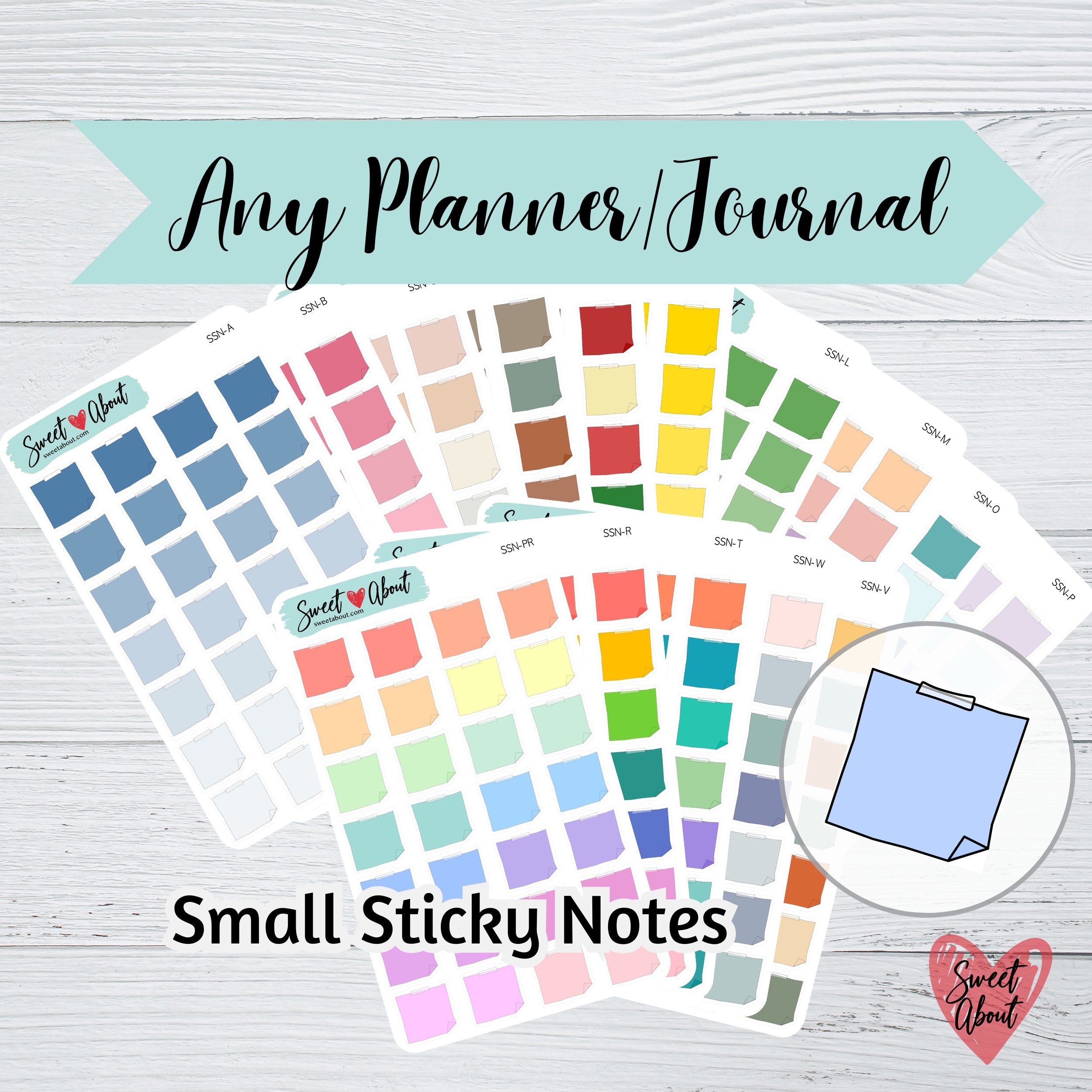 Small Sticky Note Stickers - Colorful Sticky Note Stickers - Hand Drawn ...
