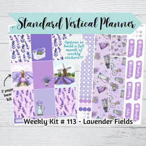 Standard Vertical Weekly Sticker Kit #113 - Pastel Winter - 2 page weekly 7x9 kit - Purple planner sticker kit - Spring Planner Stickers