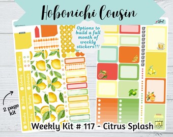 Hobonichi Cousin Weekly Sticker Kit #117 - Citrus Splash - Hobonichi Cousin Weekly Sticker Kit - Colorful Hobonichi stickers