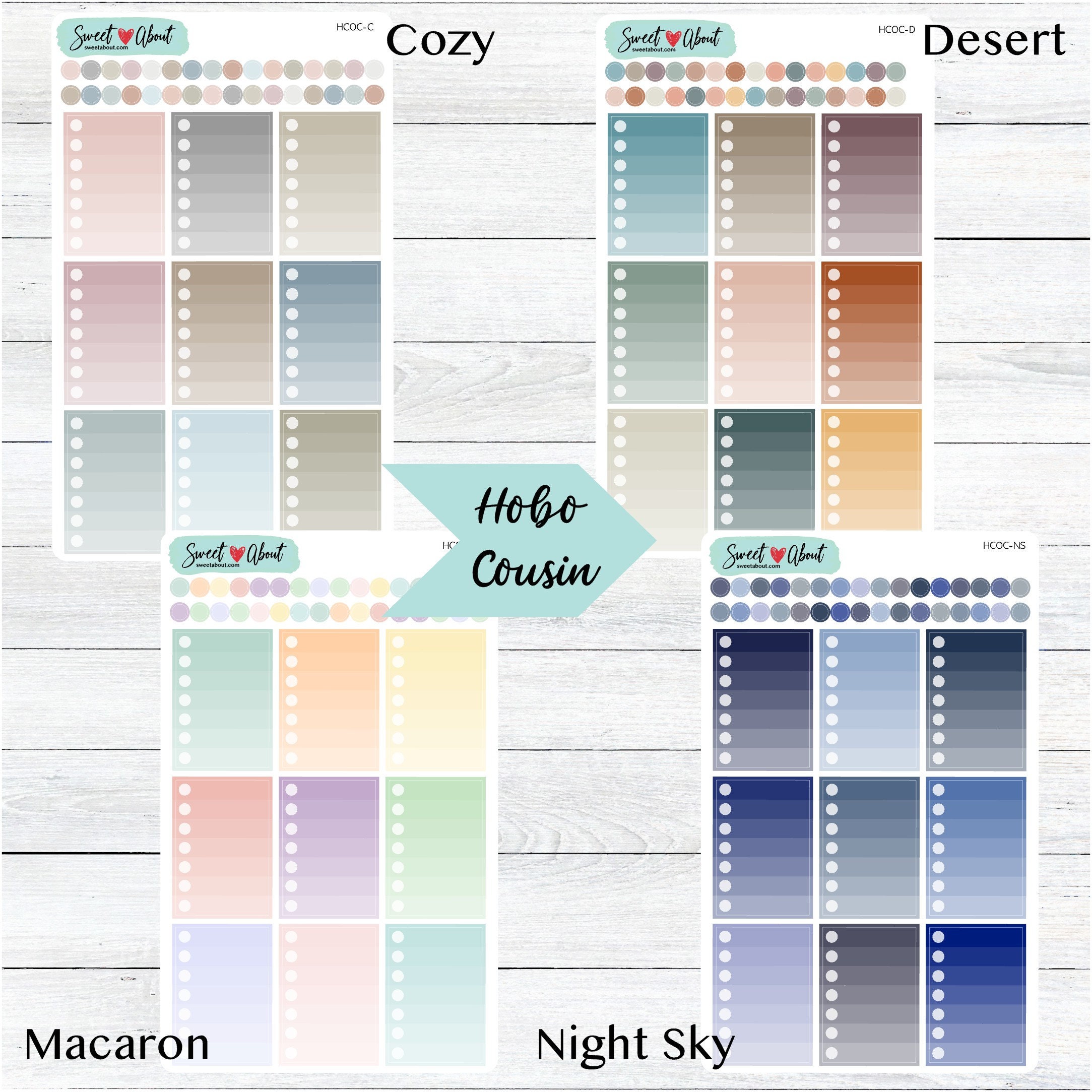 Hobonichi Cousin Ombre Checkbox Stickers - Functional Planner and ...