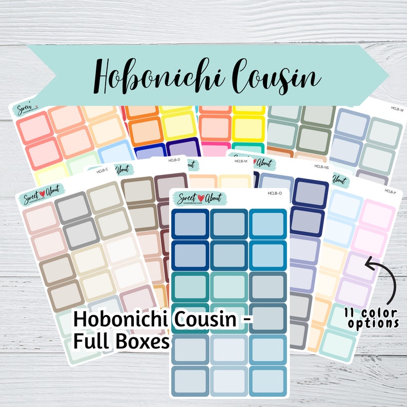 Puede incluir: Once hojas de papel adhesivo de colores con casillas en blanco para escribir. Cada hoja tiene un esquema de colores diferente, incluyendo azul, verde, rosa, amarillo y marr&oacute;n. El papel adhesivo est&aacute; dise&ntilde;ado para su uso con la agenda Hobonichi Cousin.