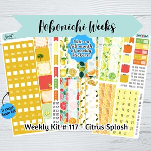 Hobonichi Weeks Weekly Sticker Kit #117 - Citrus Splash- 3 page kit - Hobonichi Weeks Weekly Stickers - Colorful Hobonichi Weeks Stickers