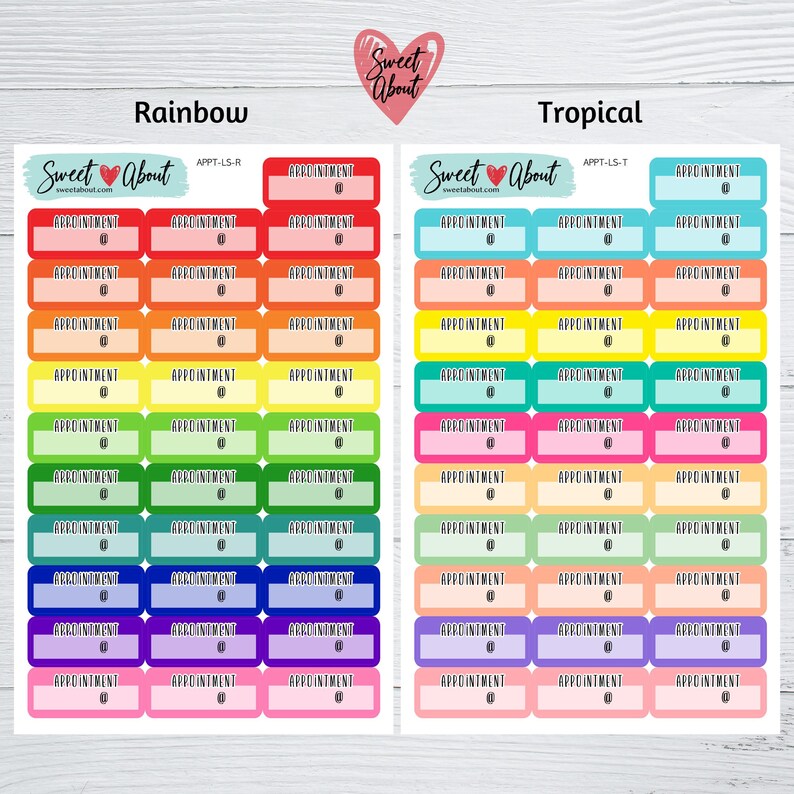 Appointment Box Stickers - Colorful Appointment Stickers - Large ...